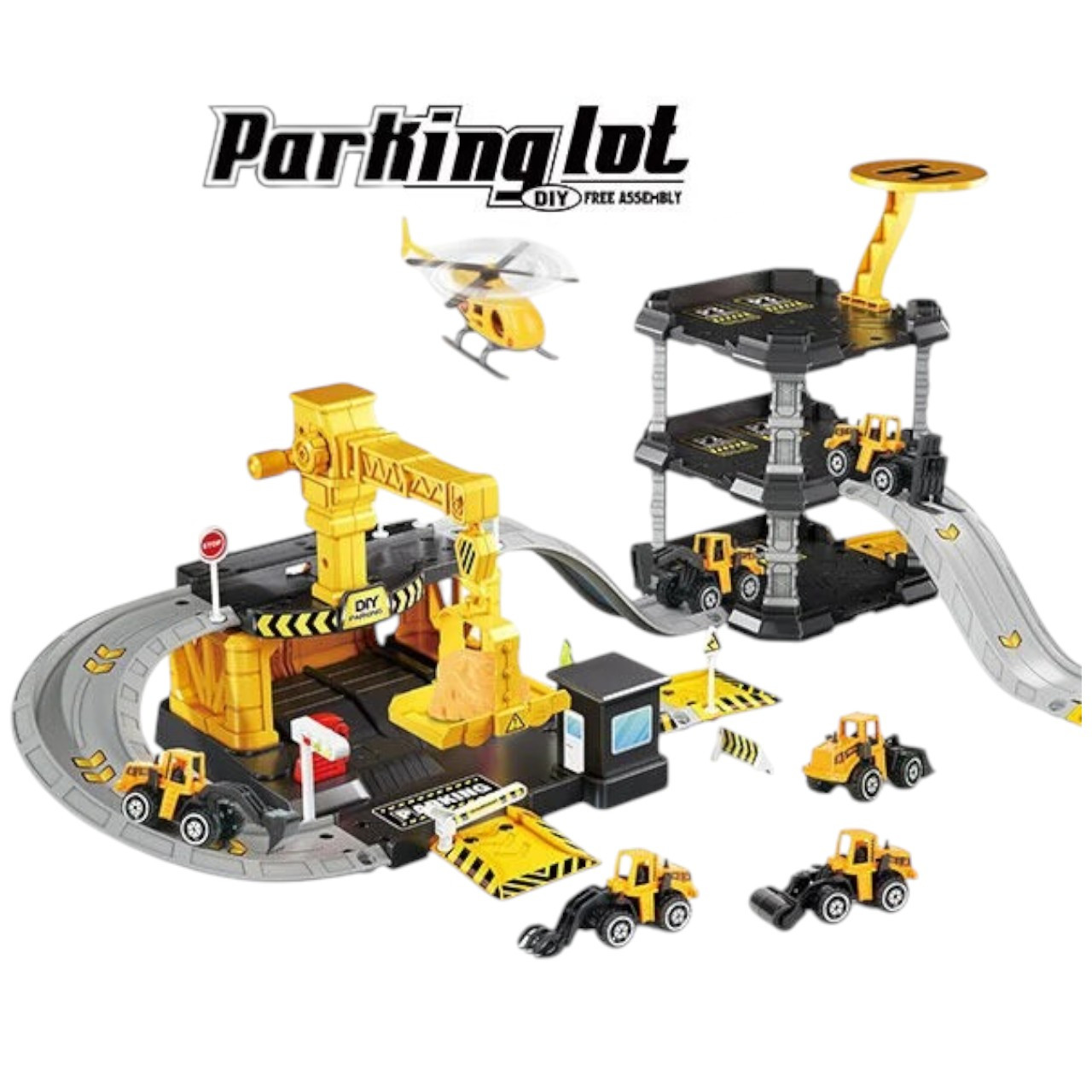 Трек паркування (57 елементів, 3 металопластикові машинки, вертоліт, 3 рівні, наклейки) 666-08