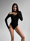 Боді чорне мікродайвінг із вирізом, довгі рукави