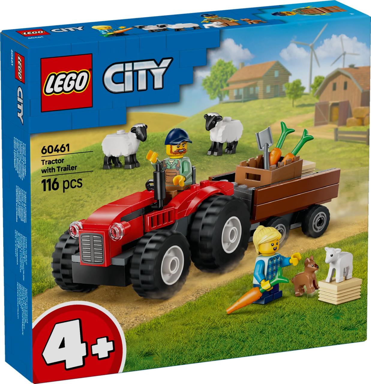 LEGO City Червоний фермерський трактор із причепом і вівцями [60461], фото 1