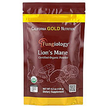 Ожина гребінчаста California GOLD Nutrition, Fungiology "Lion's Mane Powder" порошок гриба (120 г)