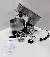 Стаціонарний міксер тістоміс Zepline ZP-105 з металевою чашею планетарне обертання 6л 3500Вт Срібний, фото 4