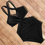 Жіночий купальник чорного кольору приховує зайвий животик, фото 2