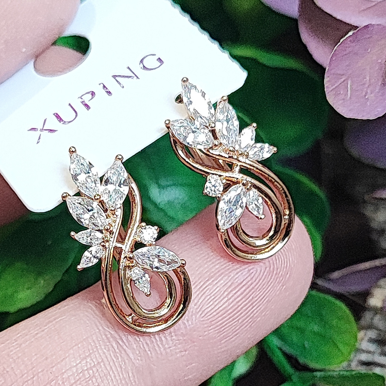 Сережки Xuping довжина 2см ширина 8мм медичне золото позолота 18К с1547