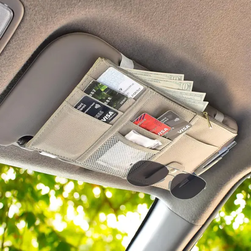 Органайзер для авто, на козирок у машину з відділенням бежевий, фото 1