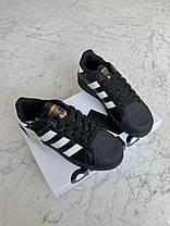 Жіночі кросівки Adidas Superstar Platform Black White Адідас Суперстар чорно білі на платформі шкіра, фото 6