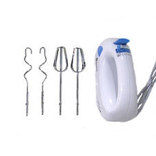 Ручний міксер Domotec MS-1355 кухонний міксер із насадками для тесту 7 швидкостей 200Вт Білий, фото 3