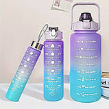 Спортивна пляшка для води 3в1 з розміткою та дозатором Набір дорожніх пляшок з трубочкою для напоїв, фото 2