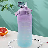 Спортивна пляшка для води 3в1 з розміткою та дозатором Набір дорожніх пляшок з трубочкою для напоїв, фото 4