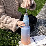 Спортивна пляшка для води 3в1 з розміткою та дозатором Набір дорожніх пляшок з трубочкою для напоїв, фото 10