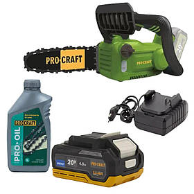Акумуляторна ланцюгова пилка Procraft PKA42Li (1 АКБ 20V/4Am та ЗУ)