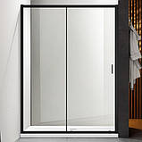 Душові двері в нішу 130х195 см Dusel FA517B Black Matt розсувні, чорний профіль прозоре скло 6 мм, фото 2