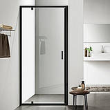 Душові двері в нішу 100х195 см Dusel FА-518 Black Matt розпаші скло прозоре 6мм, фото 3