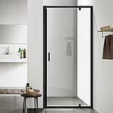 Душові двері в нішу 100х195 см Dusel FА-518 Black Matt розпаші скло прозоре 6мм, фото 4