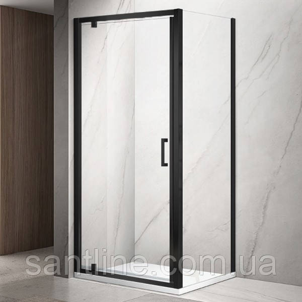 Душова кабіна 100х80х195 см DUSEL A-518B Black Matt розпашні двері чорний профіль, скло прозоре 6мм, фото 1