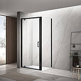 Душова кабіна 100х80х195 см DUSEL A-518B Black Matt розпашні двері чорний профіль, скло прозоре 6мм, фото 2