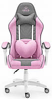 Комп'ютерне крісло Hell's Rainbow Pink-Gray тканина