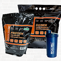 Готовий Мас-комплект на 1 Місяць: Whey Protein Протеин 2 кг 80% Німетчина + мас Гейнер 3 кг та шейкер в Подарунок