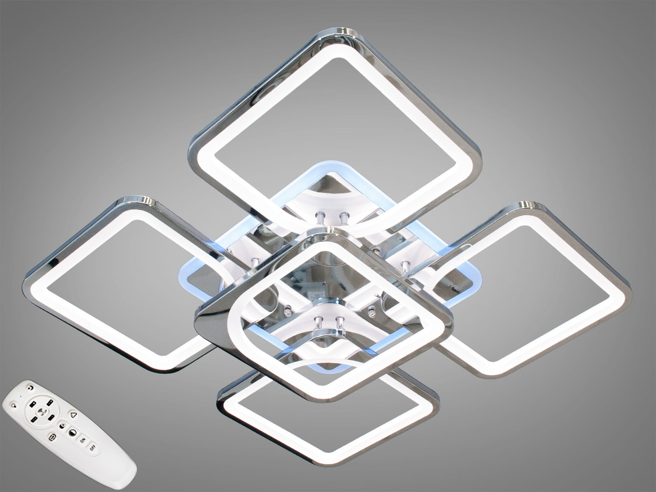 LED-люстра з димером і кольоровою підсвіткою, колір хром, 150 W, фото 1