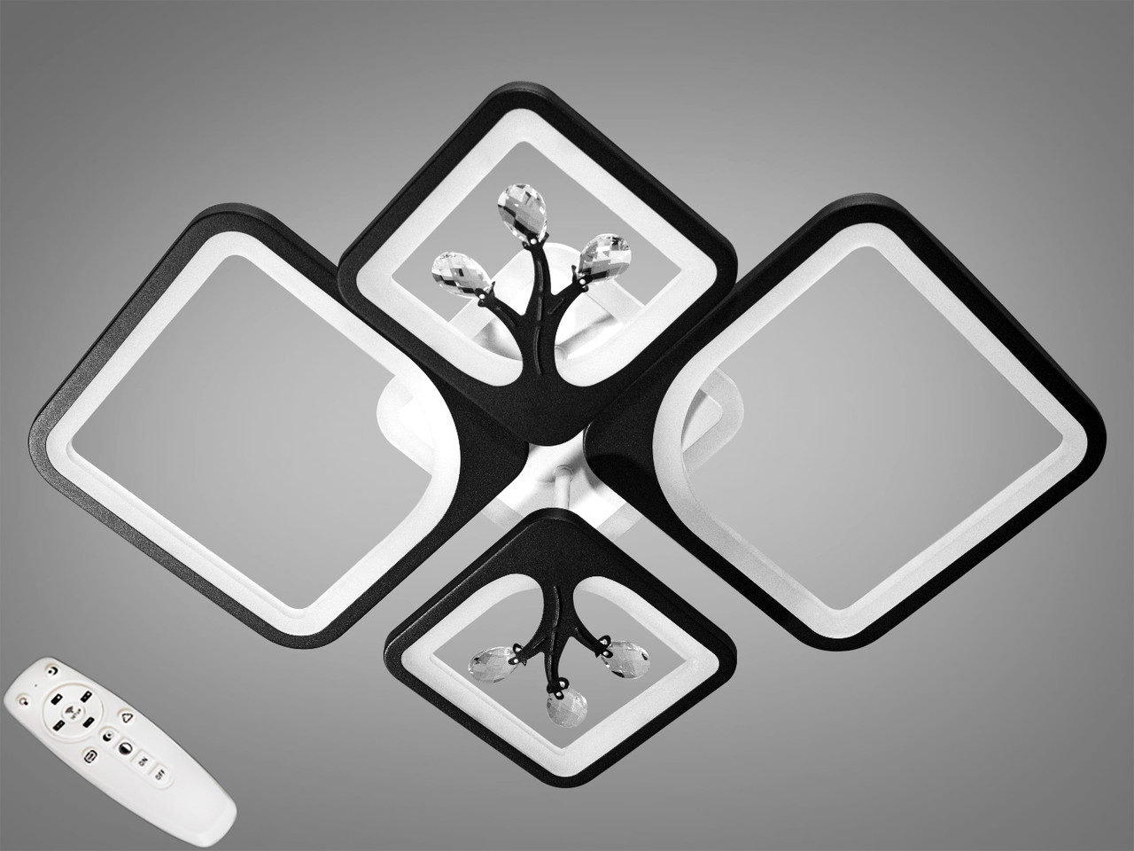 Декоративна LED люстра з димером і підсвічуванням, 100W, чорна люстра, фото 1