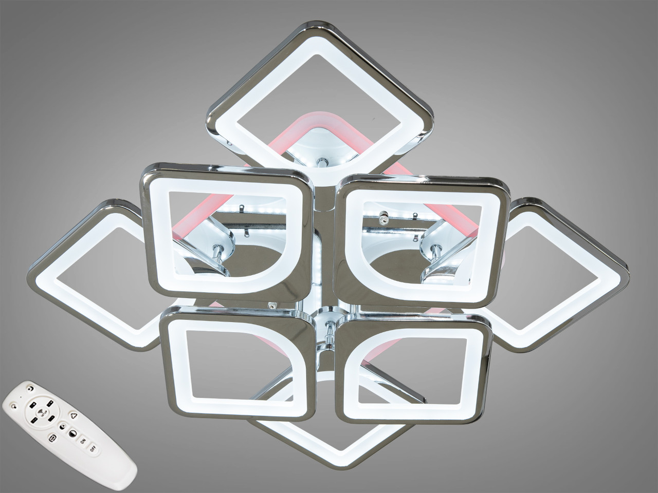 Світлодіодна люстра смарт світильник з пультом, підсвіткою, 130W, хром, фото 1