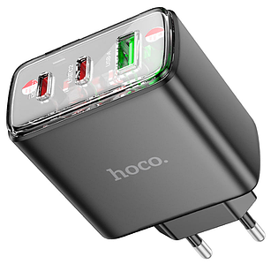 Мережевий зарядний пристрій Hoco CS44A (2xType-C / 1xUSB-A) 65W max / швидка зарядка PD65W / QC3.0
