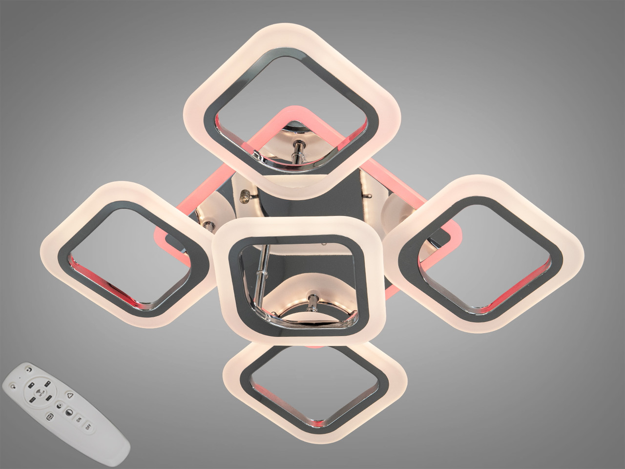 Смарт люстра з пультом, диммером і LED підсвічуванням, 60W, хром, фото 1