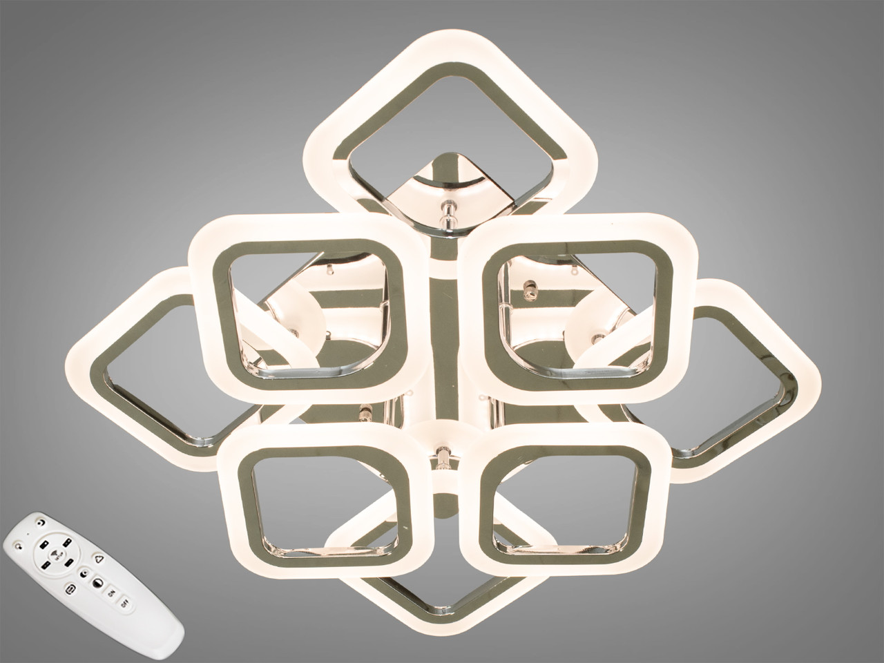 Світлодіодна люстра смарт світильник з пультом dimmer, 80W, хром, фото 1