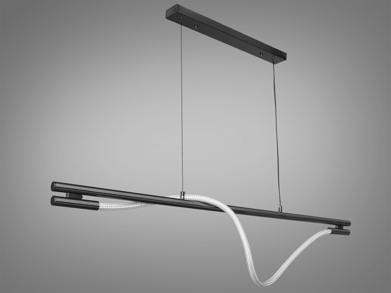 Світлодіодна сучана люстра шланг потужністю 15, чорний хром, фото 1