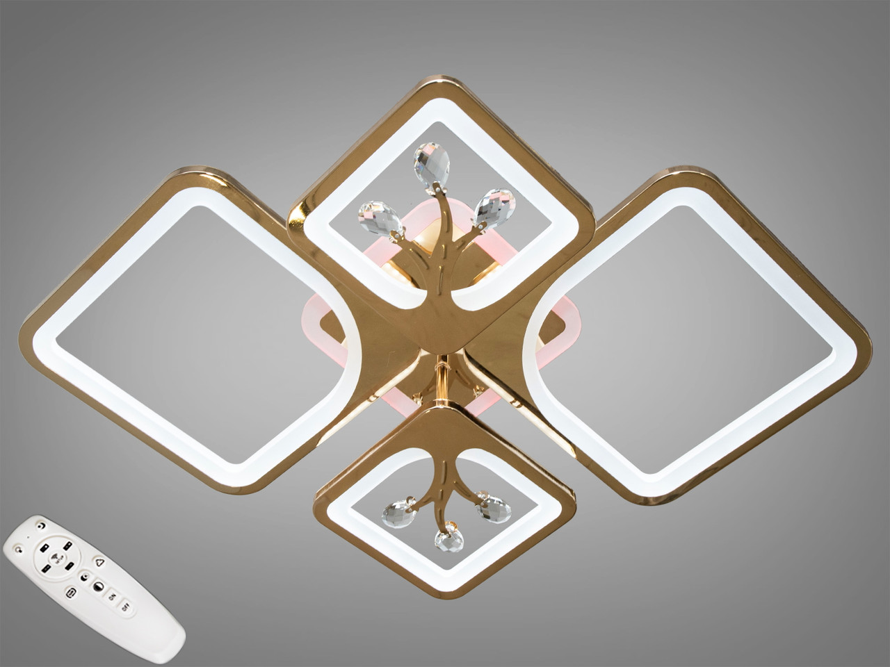 Стельова люстра з диммером і LED підсвічуванням, колір золото, 100W, фото 1