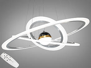 Світлодіодна люстра на підвісах з додатковим підсвічуванням, 140 Вт хром