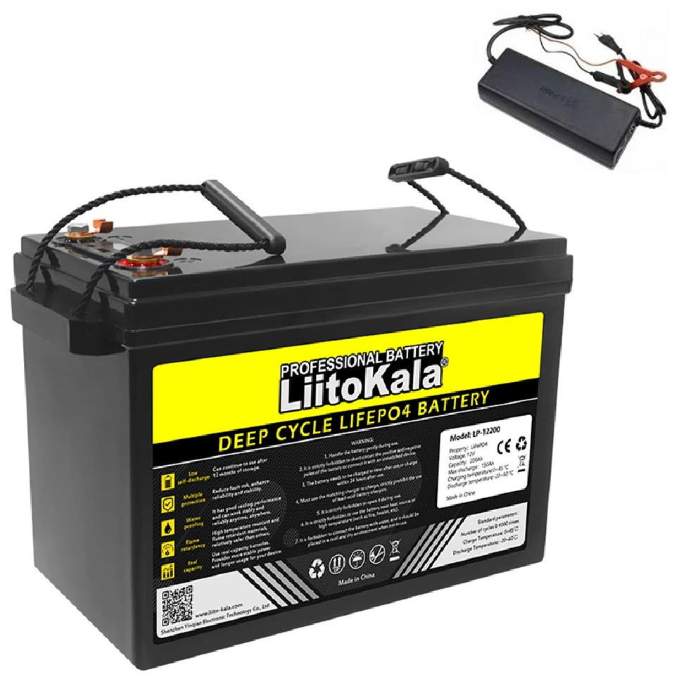 Акумулятор LiitoKala LiFePO4 12V 200Ah +LCD (LP-12200) на 4000+ циклів