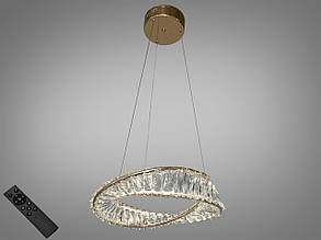 Дизайнерська кришталева люстра на тросах з пультом, 45W, золотиста
