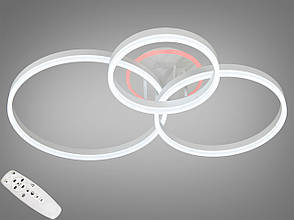 Пристельова світлодіодна люстра з пультом, дімером, 105Вт, біла