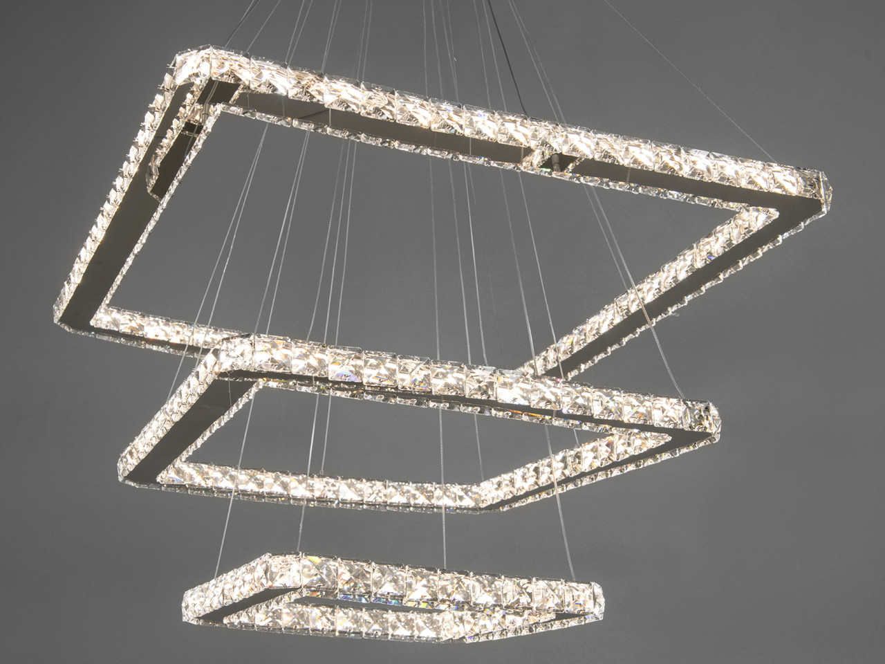 Кришталева LED люстра підвіс Люксовий Каскад, 110Вт, хром, фото 1