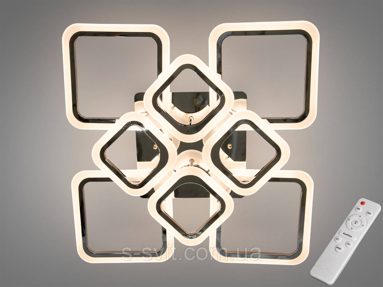 Світлодіодна люстра на пульті з димером, 105W, хром, фото 1