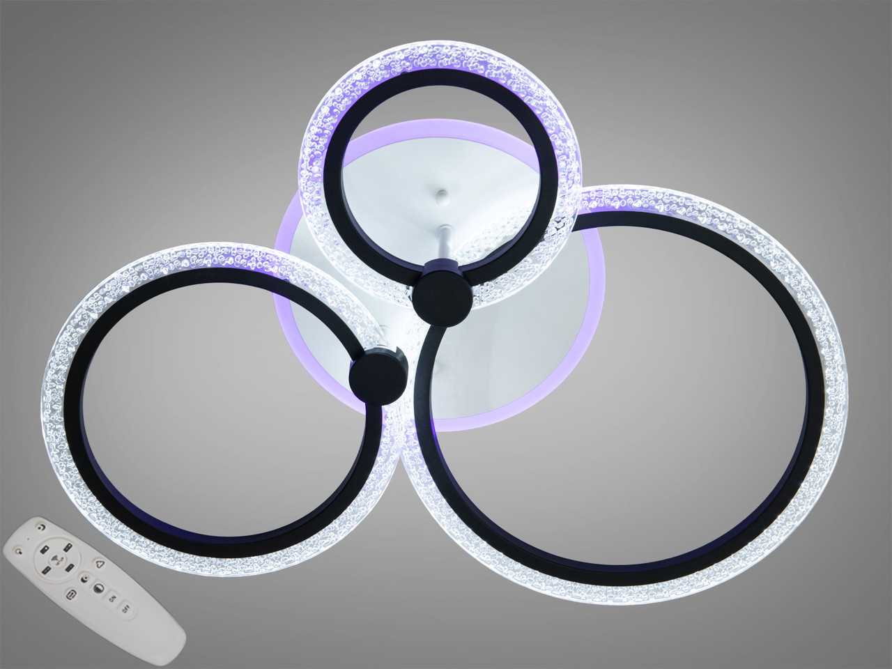 LED люстра з пультом, диммером і кольоровою підсвіткою, 55W, чорна, фото 1
