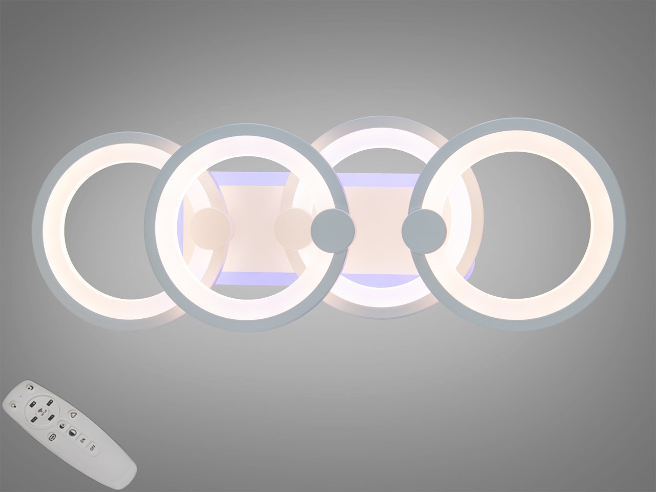 ЛЕД люстра кільця з пультом, дімером, підсвічуванням, 65W, біла, фото 1