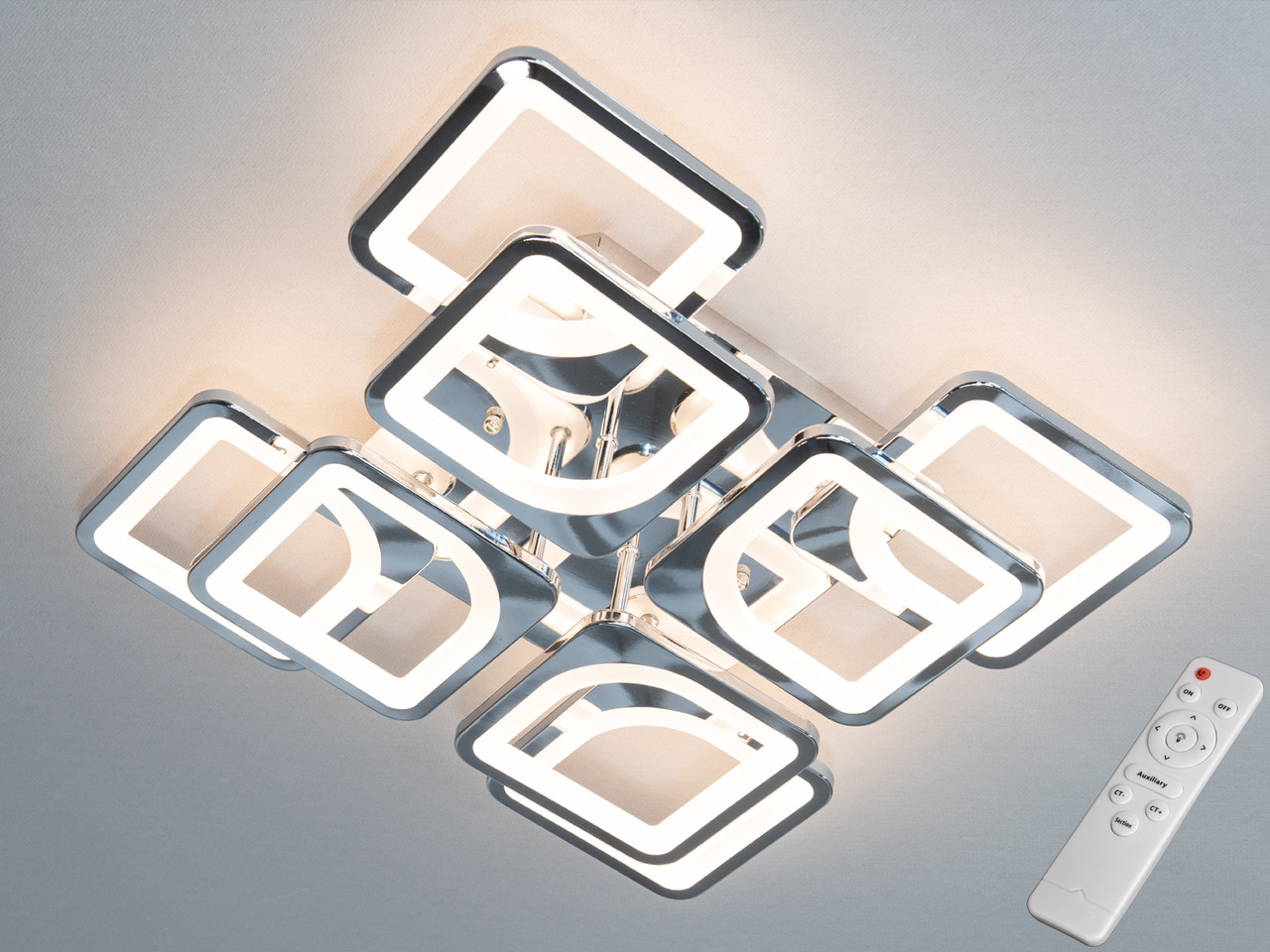 Світлодіодна люстра смарт світильник з пультом, 115W, хром, фото 1