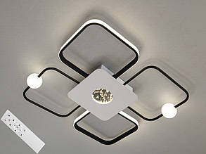 Світлодіодна люстра з пультом, 55 Вт, чорний+білий