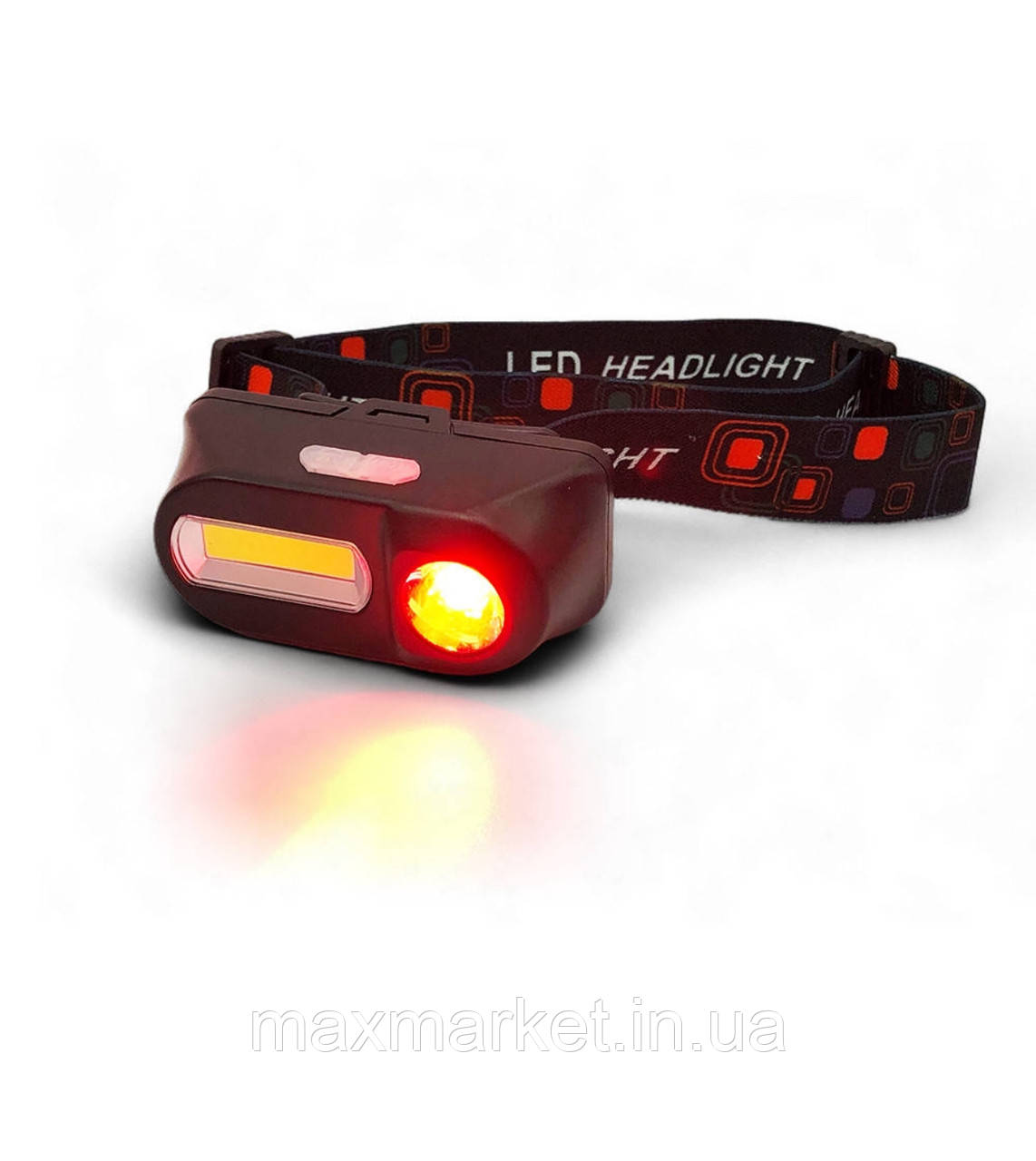 Налобний ліхтарик на голову з червоним світлом KX-1804R RED + COB white