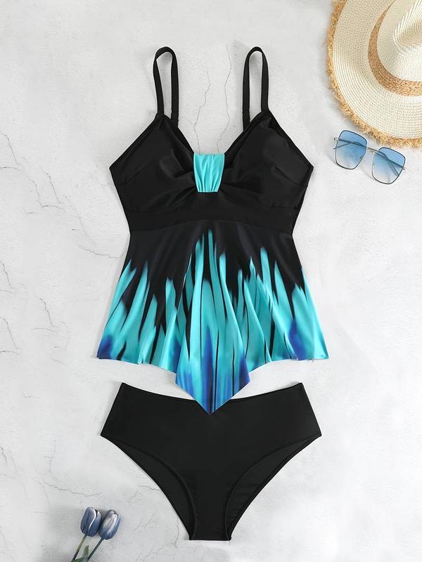 Жіночий купальник великих розмірів з плавками і довга вільна майка з чашками, фото 1