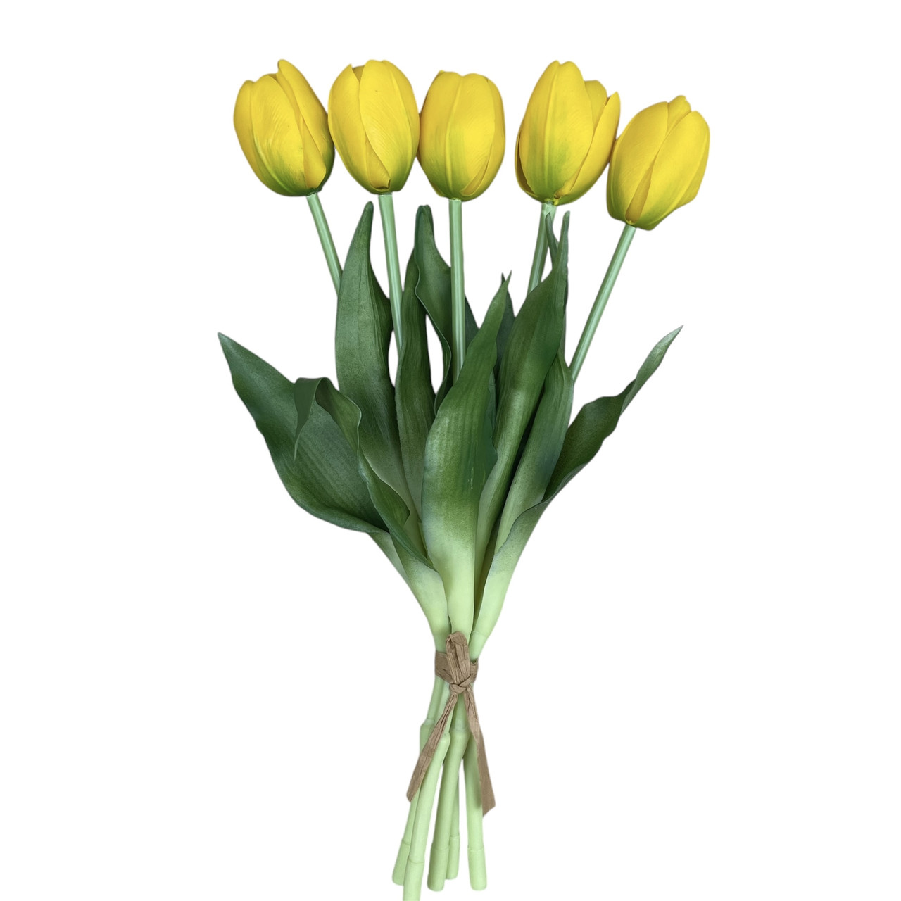 Штучний гелеві тюльпан пучок 5 шт. жовтий 32 см люкс, фото 1