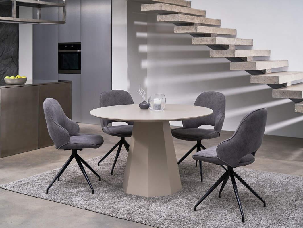 Стіл круглий поліуретановий МДФ TМ-200  Vetro, колір теплий пісок