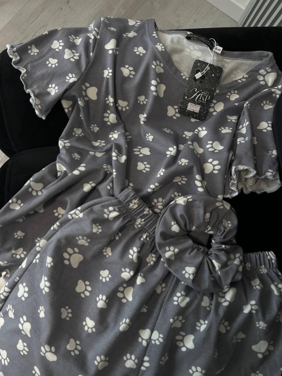 Домашній костюмчик (шорти, футболка, резиночка для волосся) Dark Gray