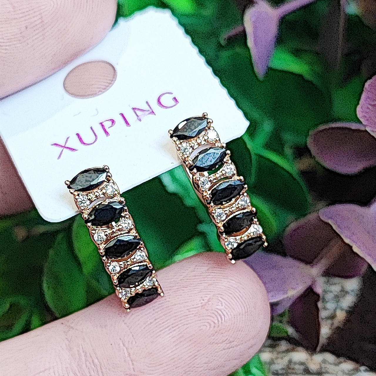 Сережки Xuping довжина 1.8см ширина 5мм медичне золото позолота 18К с1549