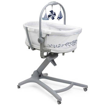 Ліжечко люлька трансформер 5в1 Chicco Baby Hug Pro (шезлонг, стільчик для годування) Біле