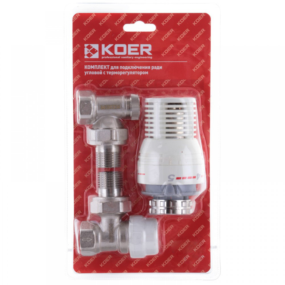 Комплект угловых кранов 1/2" для подключения радиаторов с термоголовкой ...