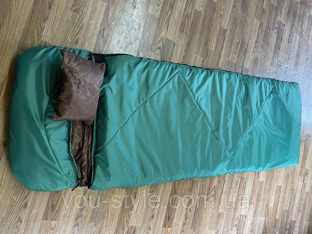 Спальний мішок до -10 холлофайбер (синтепон) 300г/м2 зелений, фото 1