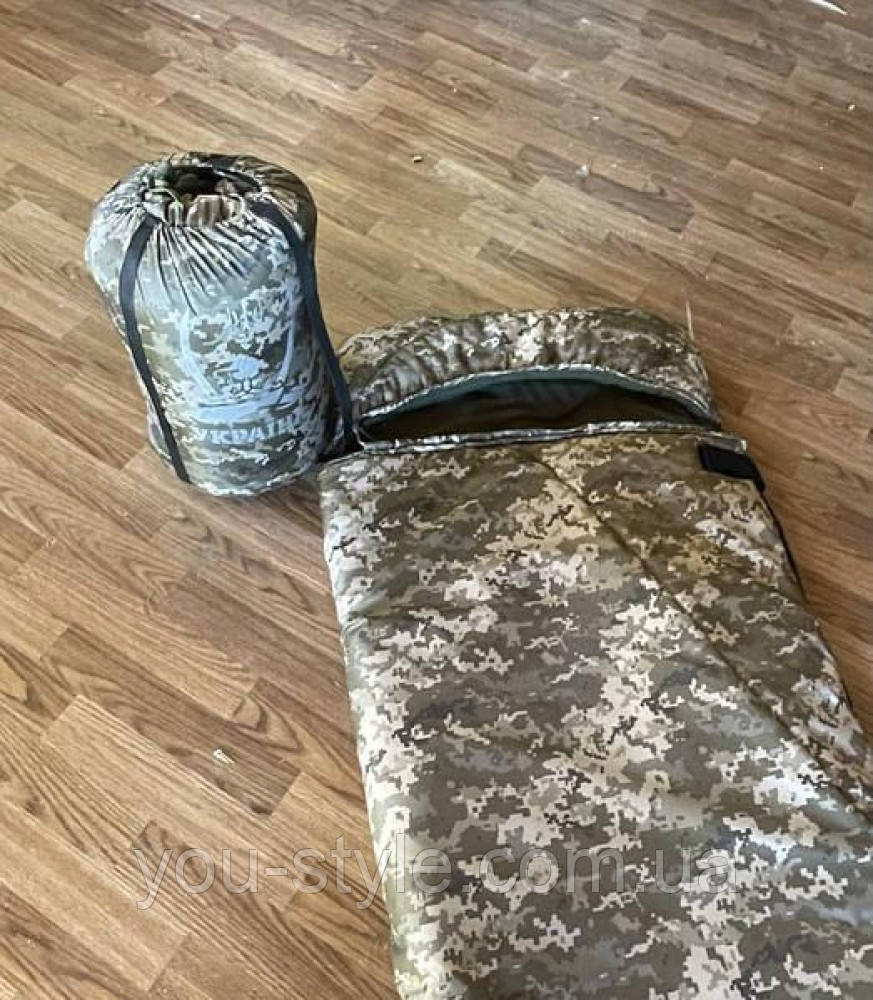 Зимовий спальний мішок до -20 утеплювач холлофайбер 300г/м2 з підкладкою Фліс 205 * 90 см піксель