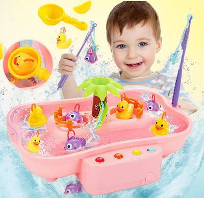 Дитяча магнітна риболовля ставок 20 деталей Змагальна музична іграшка Злови рибку на вудку водоспад